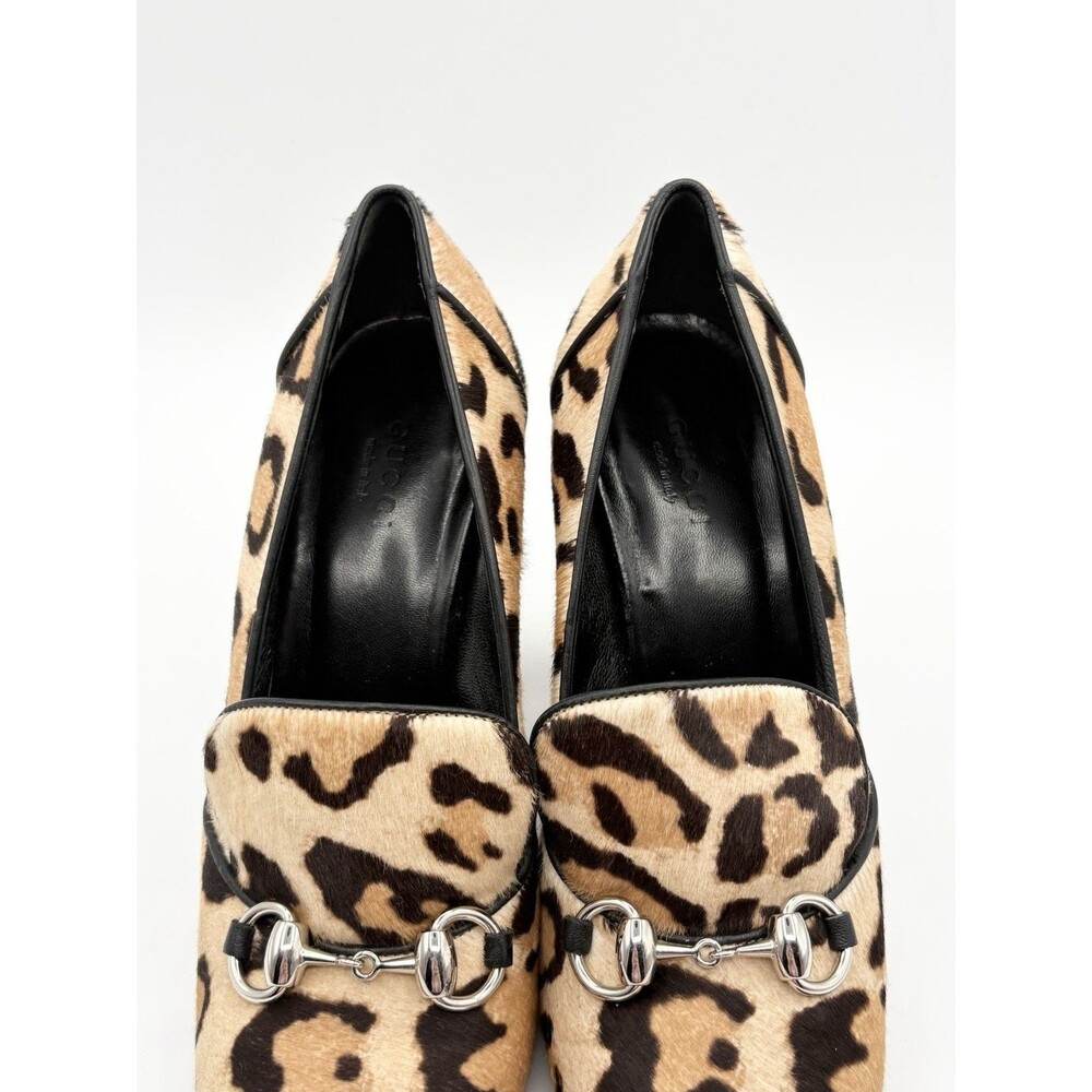 Gucci Pony Hair Cheetah Print Block Heels w/ Silver Horse-bit Accent Sz EU 36 - Picture 5 of 10